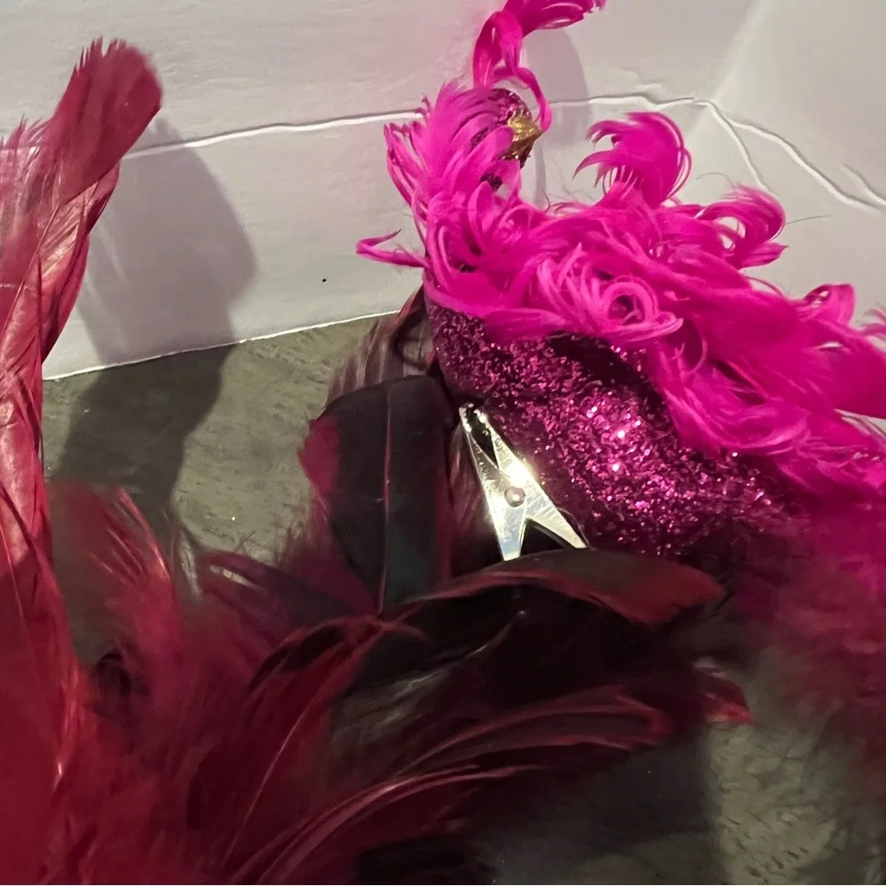 Pier 1 Pink and Red Phoenix Decor Feather Accent